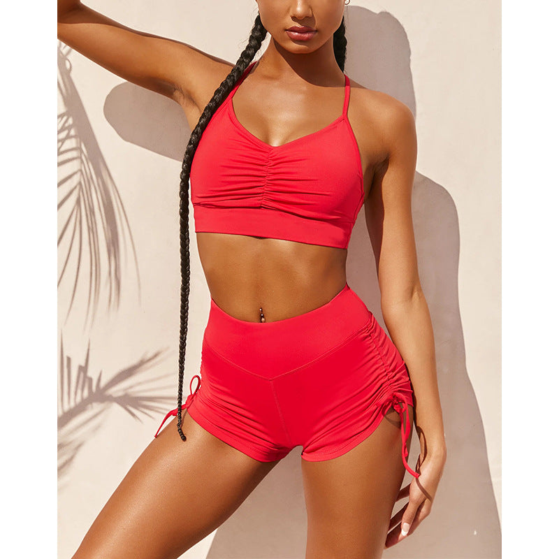 Spring And Summer New Sexy Tight Shorts Suit Sports Camisole Women