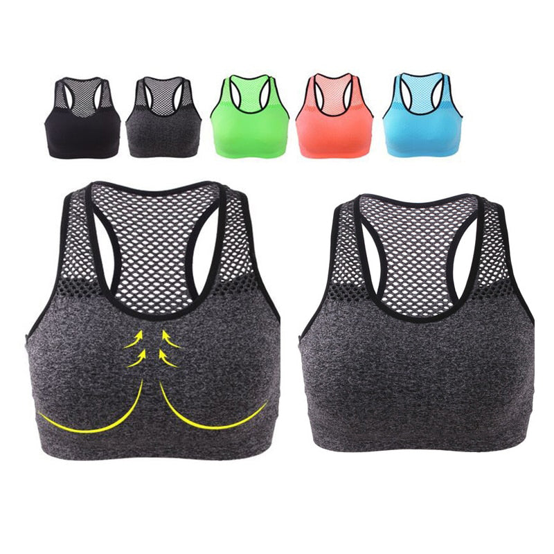 WANAYOU Breathable Sports Bra Women High Stretch Wire Free Padded Sports Top Seamless Fitness Vest Absorb Sweat Running Yoga Bra