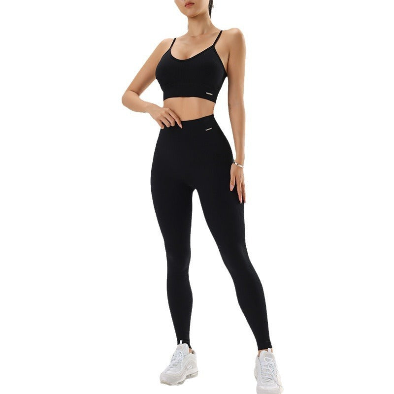 Women's sports fitness suit, tummy control, butt lift, sports yoga pants, high waist leggings, beautiful back bra, bra