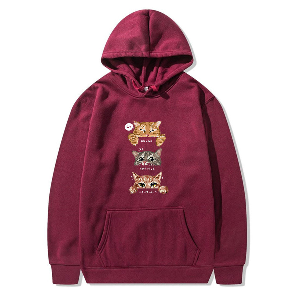 Cute cat, interesting cat print hoodie, men's and women's fashion street pullover, casual hoodie, autumn and winter