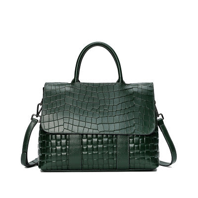 lady elegant real leather handbag for OL office commuter one shoulder bag women aligator black grey green red top-handle bag