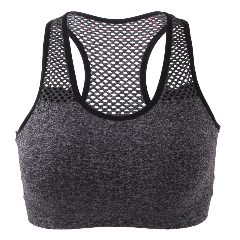 WANAYOU Breathable Sports Bra Women High Stretch Wire Free Padded Sports Top Seamless Fitness Vest Absorb Sweat Running Yoga Bra