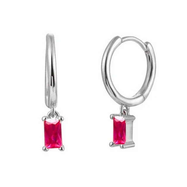 S925 sterling silver rectangular stone earrings, colorful zircon earrings, boutique jewelry, popular fashion items in Europe and America