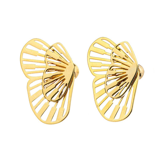 Butterfly hollow wing earrings give a high-end feel, fresh temperament earrings, personalized back-hanging earrings