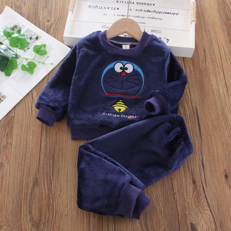 New Autumn Winter Baby Clothes Pajamas Sets Girls Pajamas Children Warm Flannel Fleece Catoon Bear Kids Sleepwear Home Suit 1-6Y