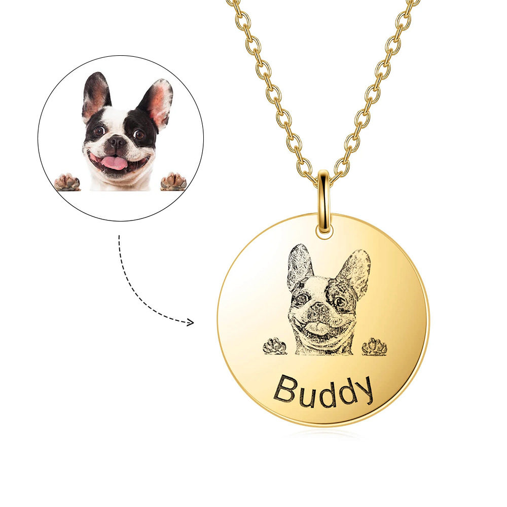 Personalized Pet Photo Necklace For Women Cute Cat Dog Birth Month Flowers Necklace Custom Animal Stainless Steel Jewelry Gift