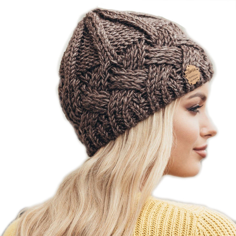 European and American retro style diamond grid coarse needle knitted hat for men and women, fashionable autumn and winter knitted hat