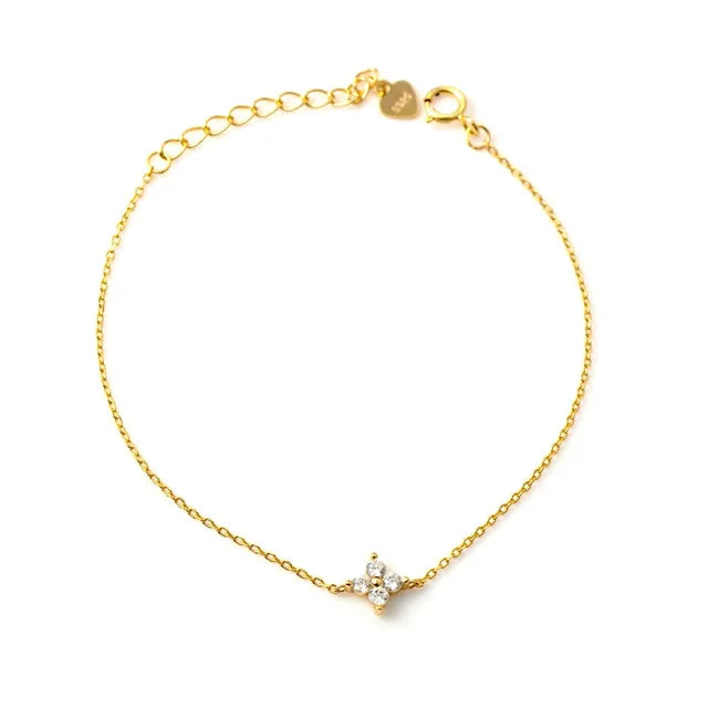 925 Sterling Silver Mini Flower Zircon Bracelet for Girl Minimalist 14k Gold Plated Lucky Bracelet Fine Jewelry