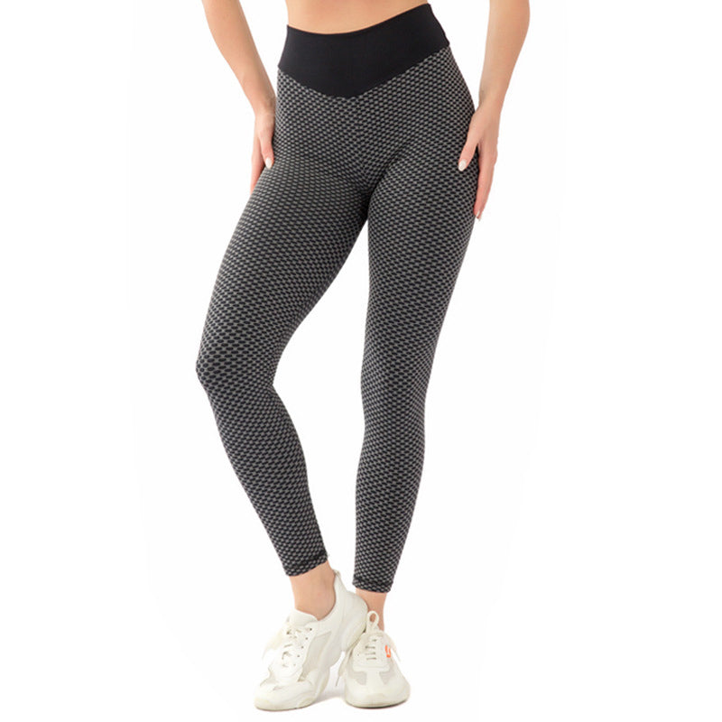 Honey Peach Hip Seamless Yoga Pants Tight Fitness Sports Pants Middle Pants High Waist Elastic Honeycomb Yoga Pants Women