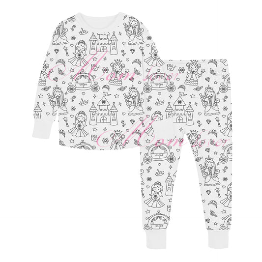 Children's graffiti pajamas DIY hand-painted colorable set for home decor coloring pajama sets