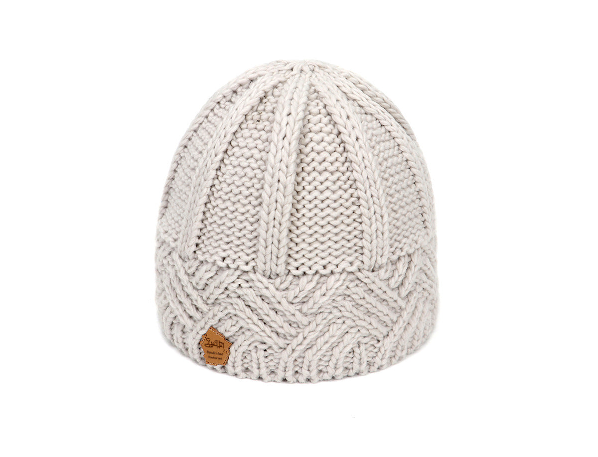 European and American retro style diamond grid coarse needle knitted hat for men and women, fashionable autumn and winter knitted hat