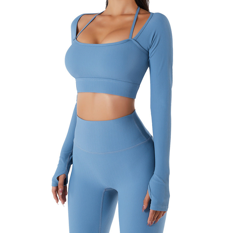 New Sports Top Women's Fast drying Bodysuit with Chest Cushion Slim Fit Long Sleeve Yoga Clothes