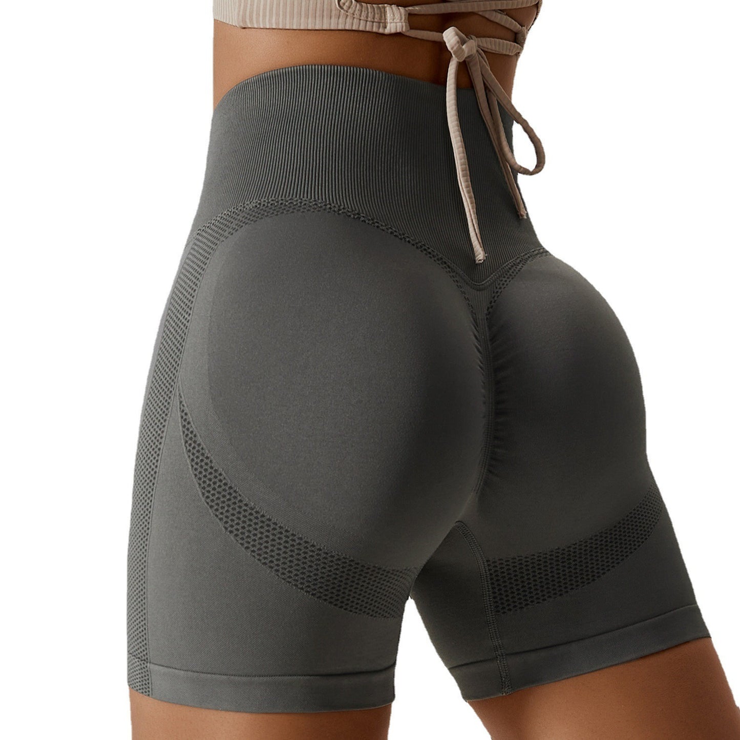 Seamless Yoga Shorts Honey Peach Hip Lift High Waist Fitness Pants Tight Running Sports Shorts for Women