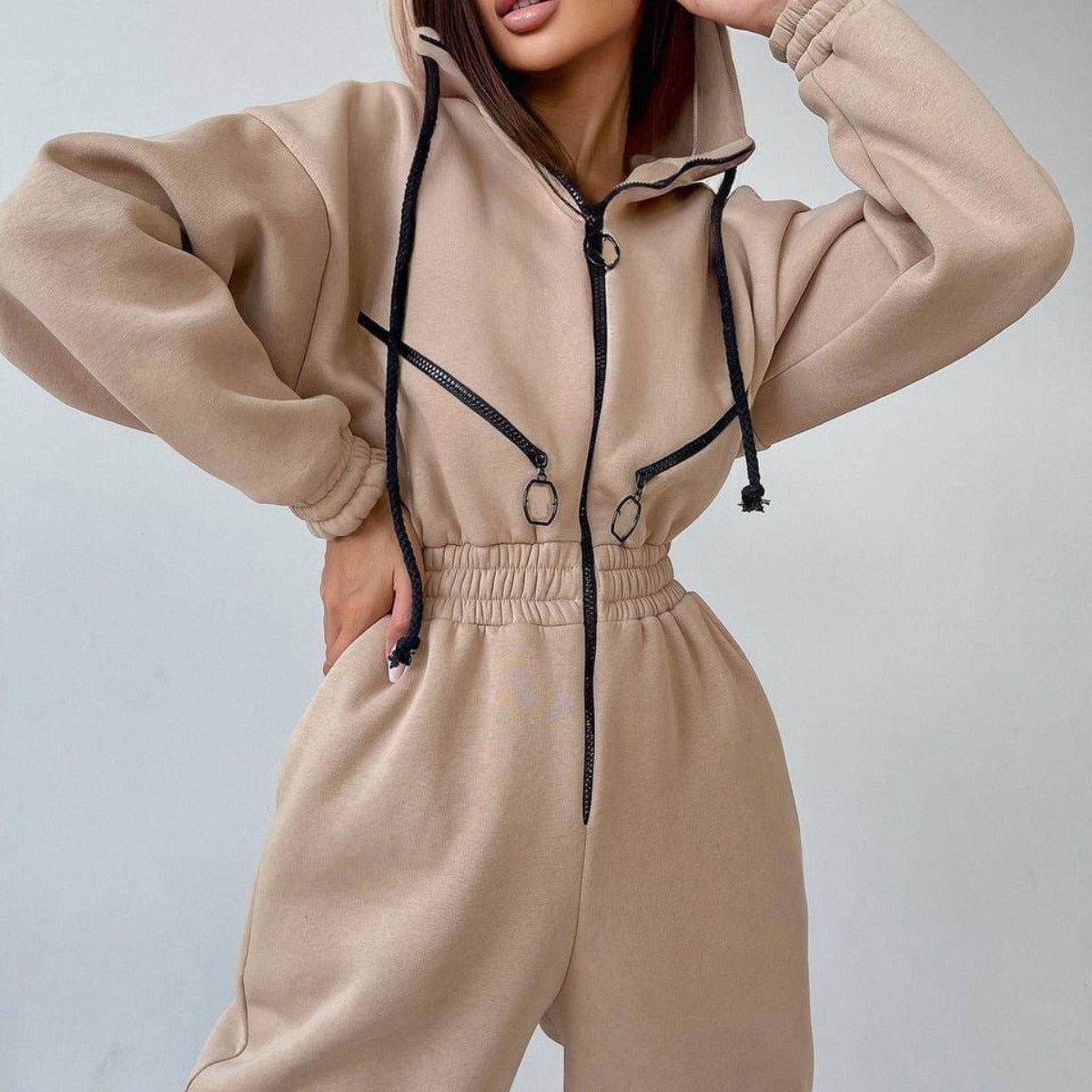 Sports Casual Women's Hooded Jumpsuit