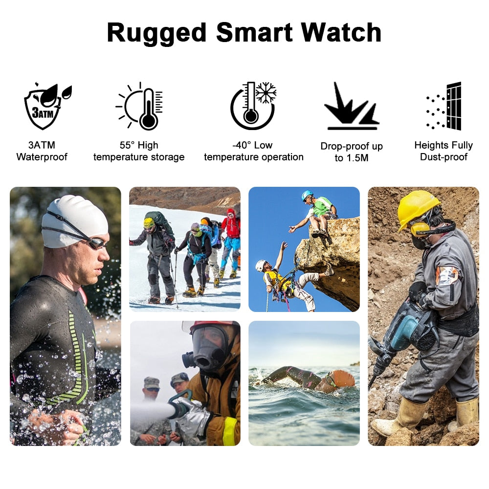 Smart Watch ROCK Rugged Watch For Men Outdoor Sports Waterproof Fitness Tracker Blood Pressure Monitor smartwatch