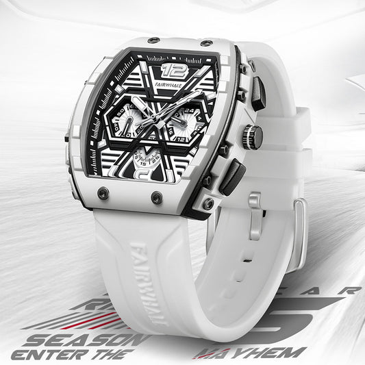 Men's multi-functional cool three eye shaking sonic explosive casual quartz wristwatch