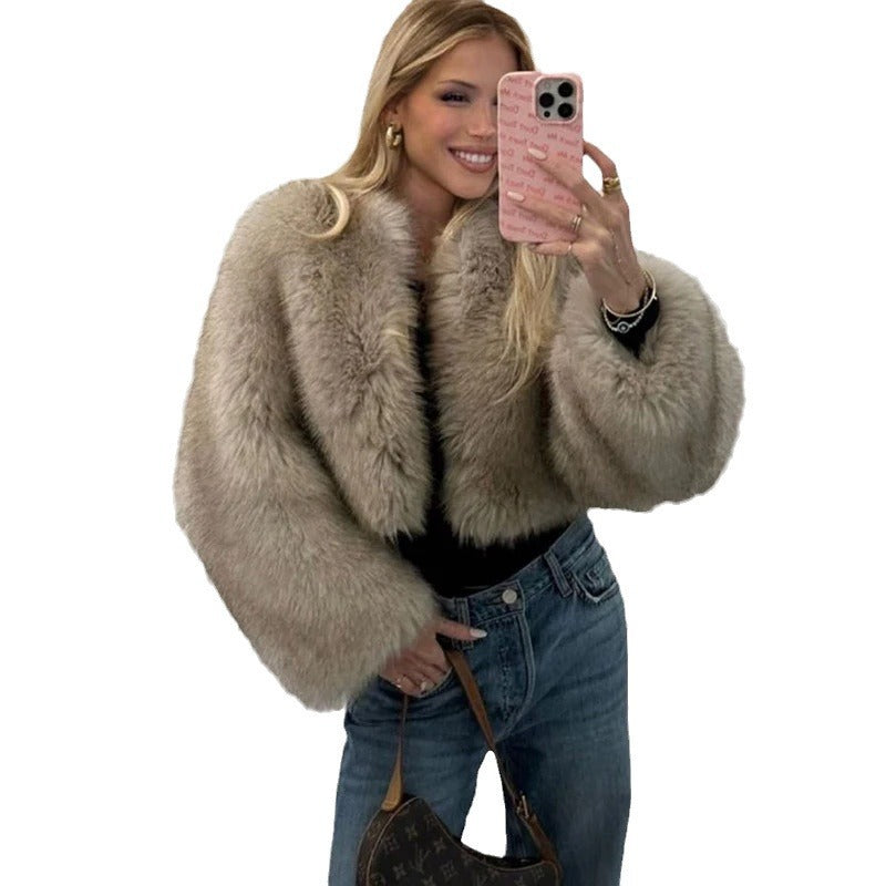 Fox fur coat short fur coat fluffy dyed pointed plush women's clothing