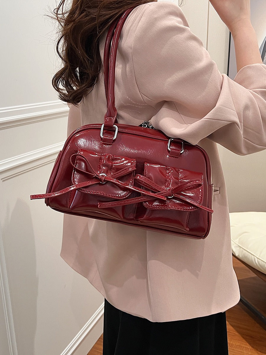 Fashion women's bag new style niche baguette bag handbag shoulder messenger bag bow hot girl armpit bag