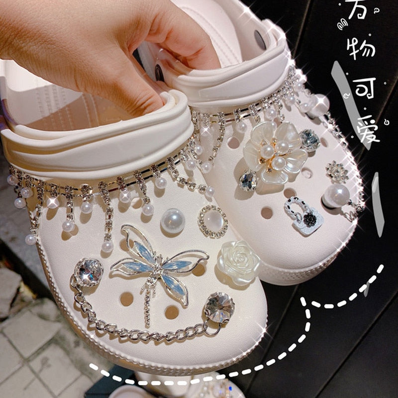 Trendy Rhinestone Croc Charms Designer DIY Quality Women Shoes Charms for JIBS Anime Chain Clogs Buckle Kids Boys Girls Gifts