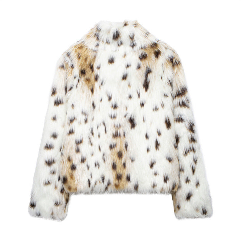 Fur jacket V-neck women's short fur coat