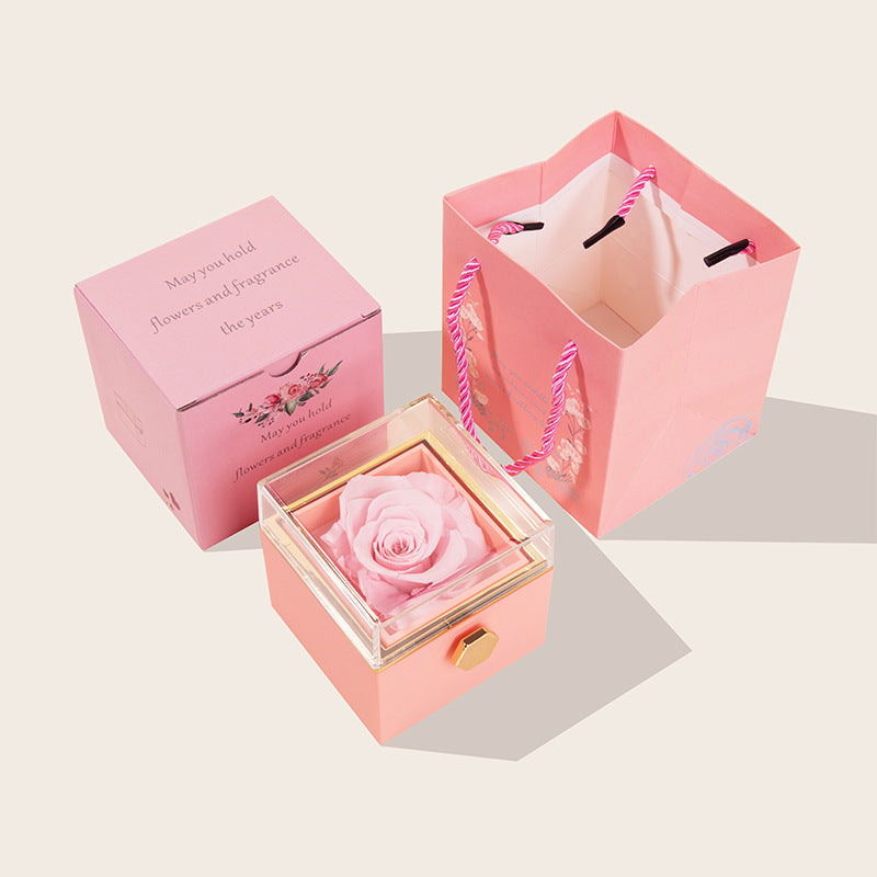 360° Flip Rose Gift Box Necklace Ring Gift Box For Women Girlfriend 2024 Hot Best Valentine Mother Day Birthday Gift Decoration