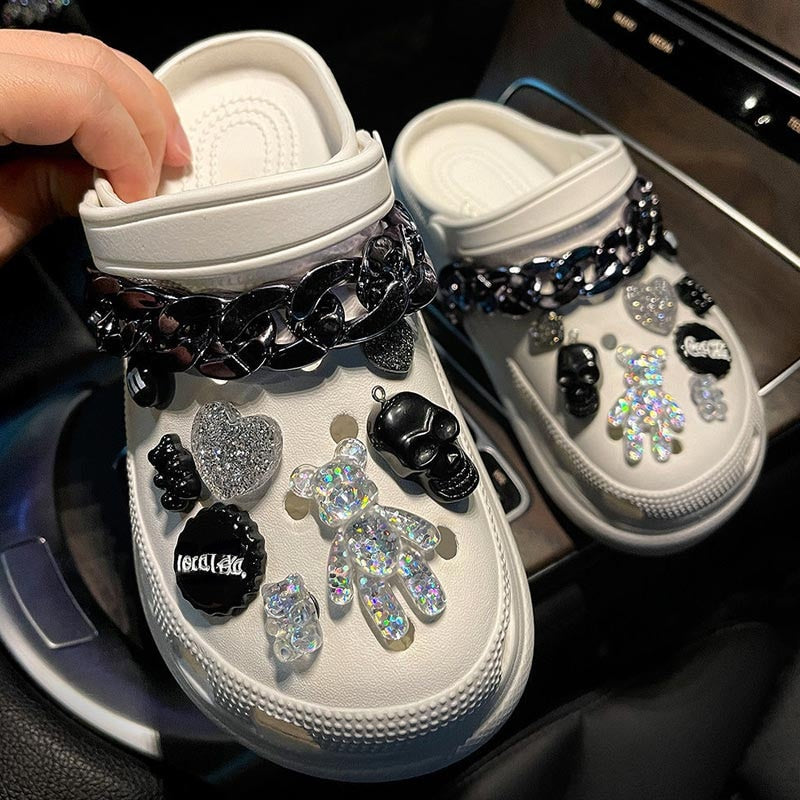 Trendy Rhinestone Croc Charms Designer DIY Quality Women Shoes Charms for JIBS Anime Chain Clogs Buckle Kids Boys Girls Gifts