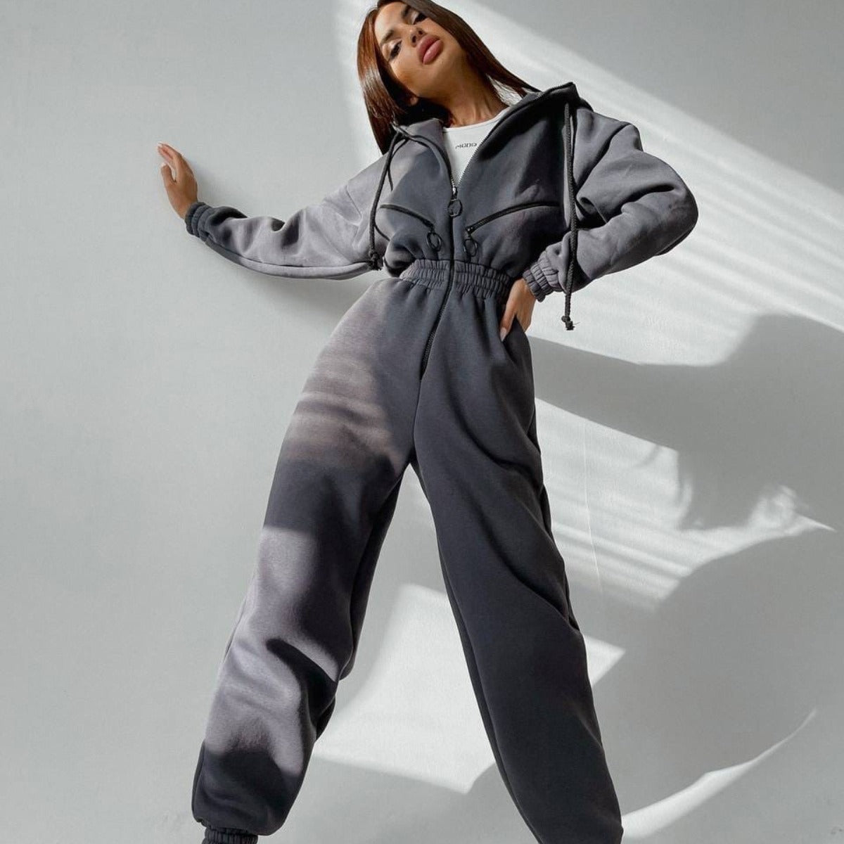 Sports Casual Women's Hooded Jumpsuit