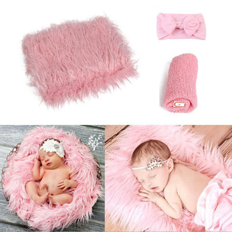 3pcs Baby Photography Props Photo Wraps Studio Photography Blankets 100-Day Baby Photo Props