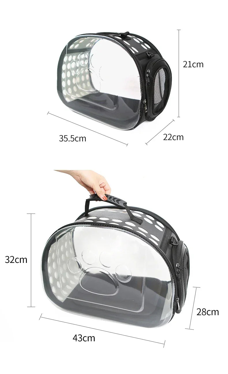 Pet Cat Carrier Bag Foldable Transparent Cage Portable Travel Breathable Cat Transport Bag Basket Backpack Handbag Pet Supplies