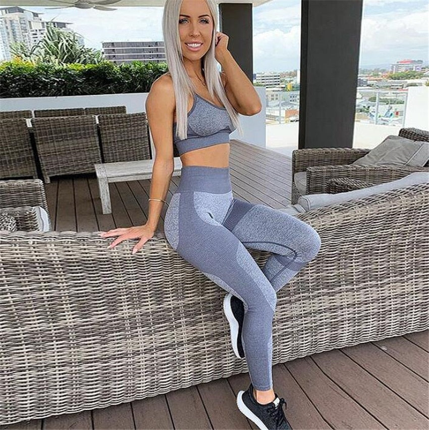 2PCS/Set Camouflage Yoga Set Women Seamless Fitness Yoga Bra Sports Bra High Waist GYM Camo leggings Pants Fitness Suits Workout