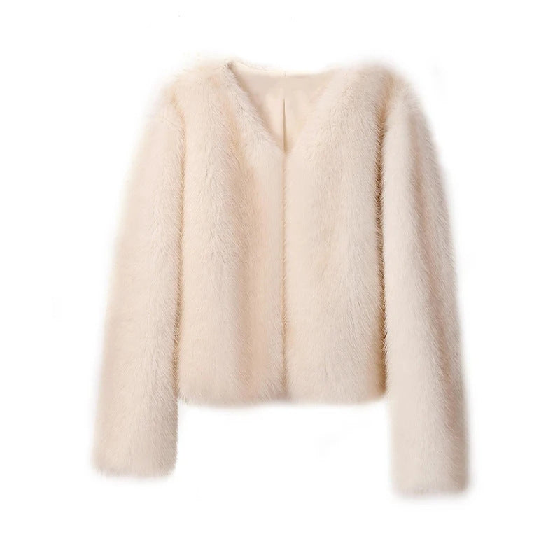 Fox fur coat short fur coat fluffy dyed pointed plush women's clothing