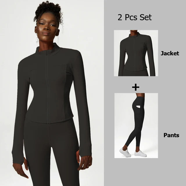 Yoga suit set women's three piece set oversized sports and fitness suit set