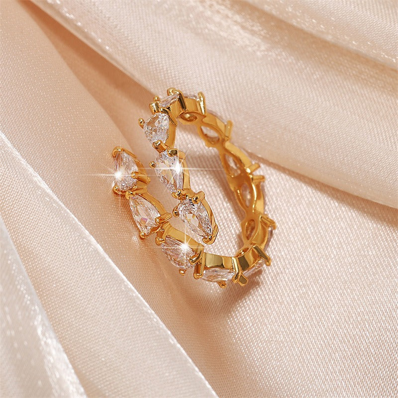 New trendy design niche index finger ring, fashionable personality, high-end feeling, adjustable opening ring