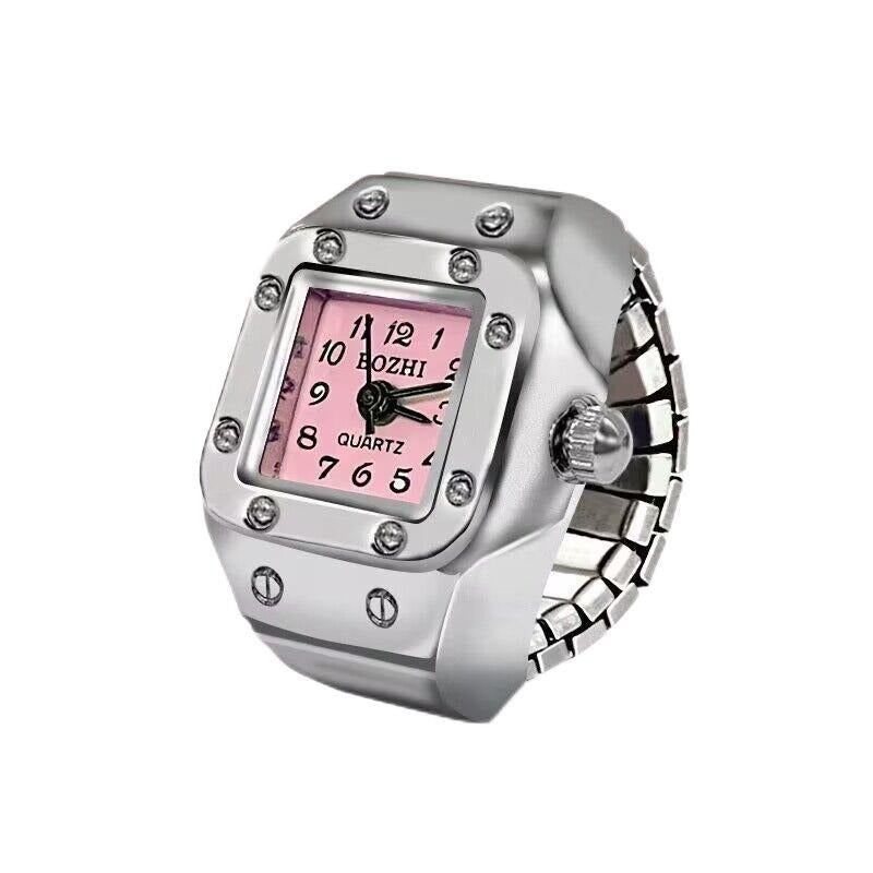 Fashionable and Creative Simple Elastic Square Steel Ring Watch