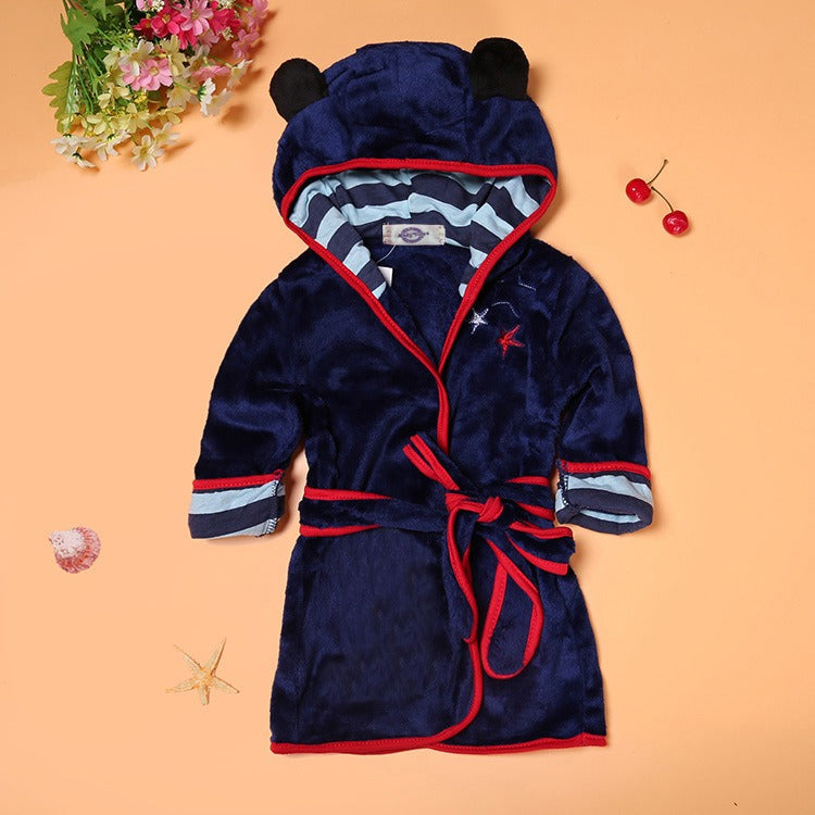 Boys And Girls Bathrobe Children's Cartoon Bathrobe Multi-Color Home Robe