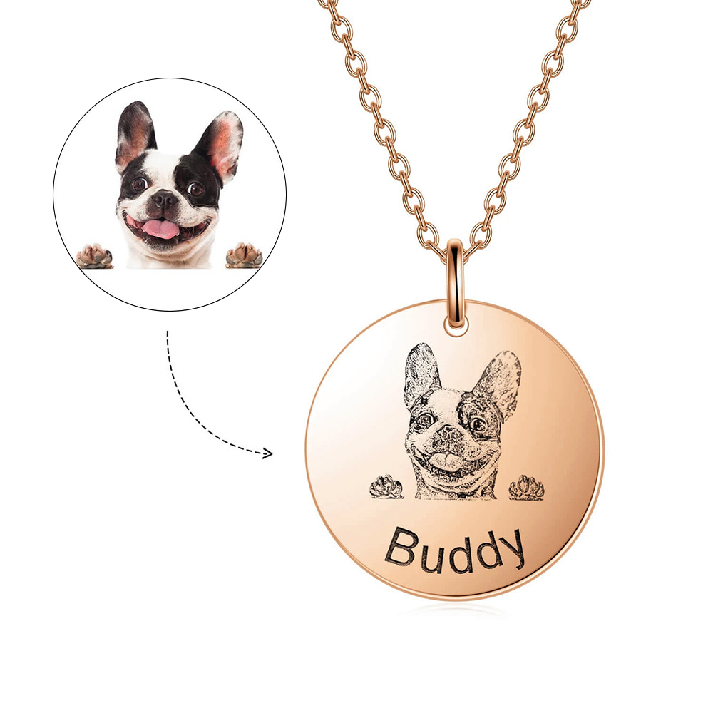 Personalized Pet Photo Necklace For Women Cute Cat Dog Birth Month Flowers Necklace Custom Animal Stainless Steel Jewelry Gift