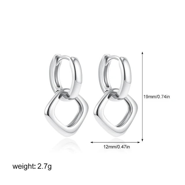 New Trend Waterproof Anti Allergic Metal Geometric Irregular Drop Earrings Gold Plated PVD Chunky Texture Zircon C Ear Stud Hoop