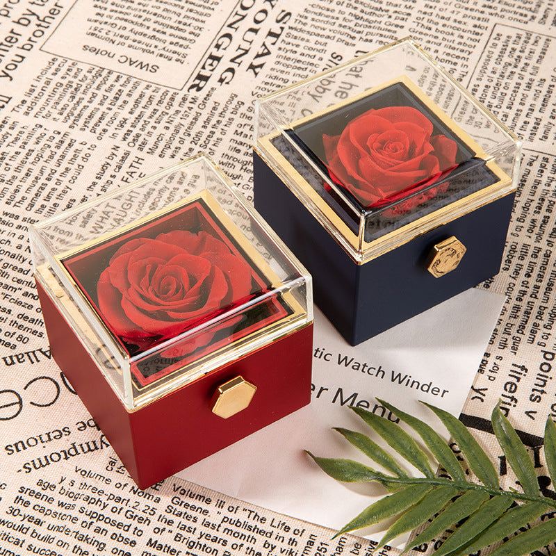 360° Flip Rose Gift Box Necklace Ring Gift Box For Women Girlfriend 2024 Hot Best Valentine Mother Day Birthday Gift Decoration