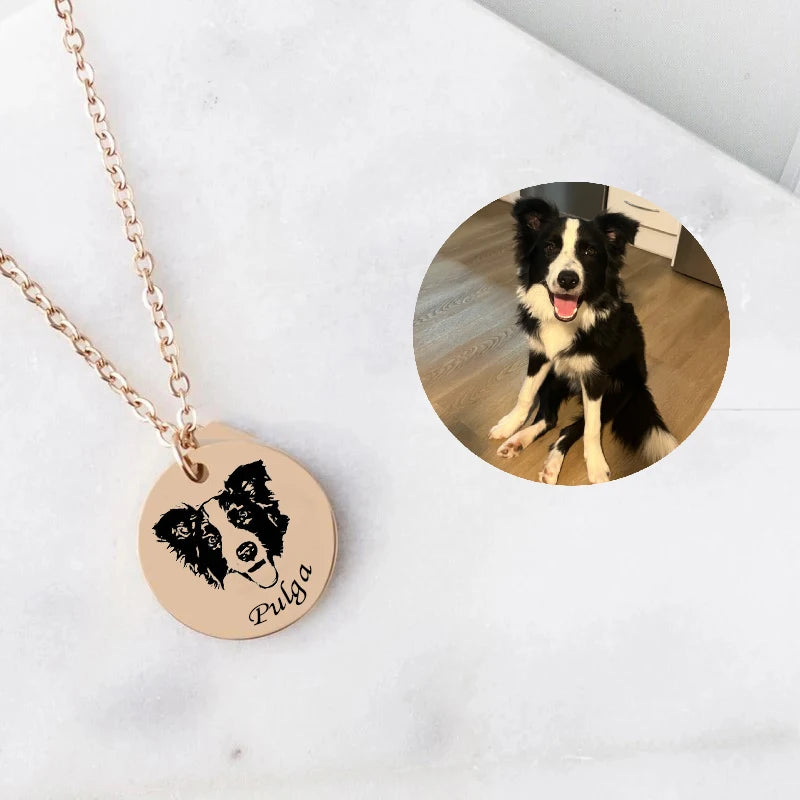 Personalized Pet Photo Necklace For Women Cute Cat Dog Birth Month Flowers Necklace Custom Animal Stainless Steel Jewelry Gift