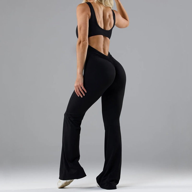 Fashionable tight yoga jumpsuit, casual hollowed out seamless sports slim fit jumpsuit for women