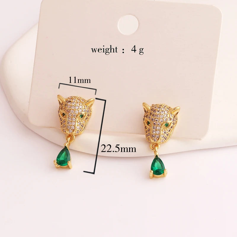 Newly Designed Gold Plated Zircon High Quality Fashion Luxury Animal Leopard Earrings Hip Hop Personality Jewelry For Women