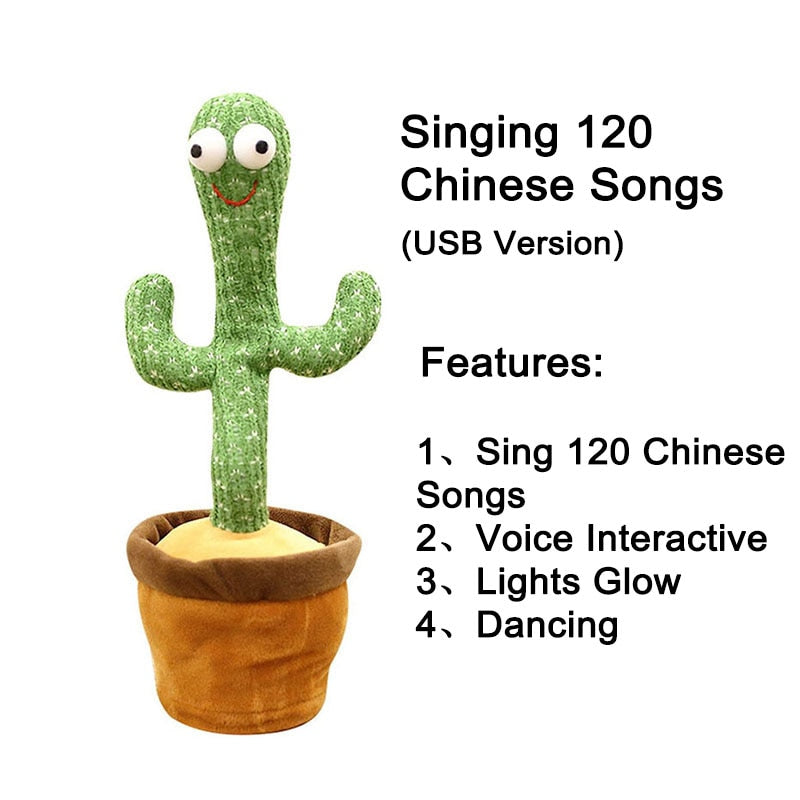 Dancing Cactus Electron Plush Toy Soft Plush Doll Babies Cactus That Can Sing And Dance Voice Interactive Bled Stark Toy For Kid