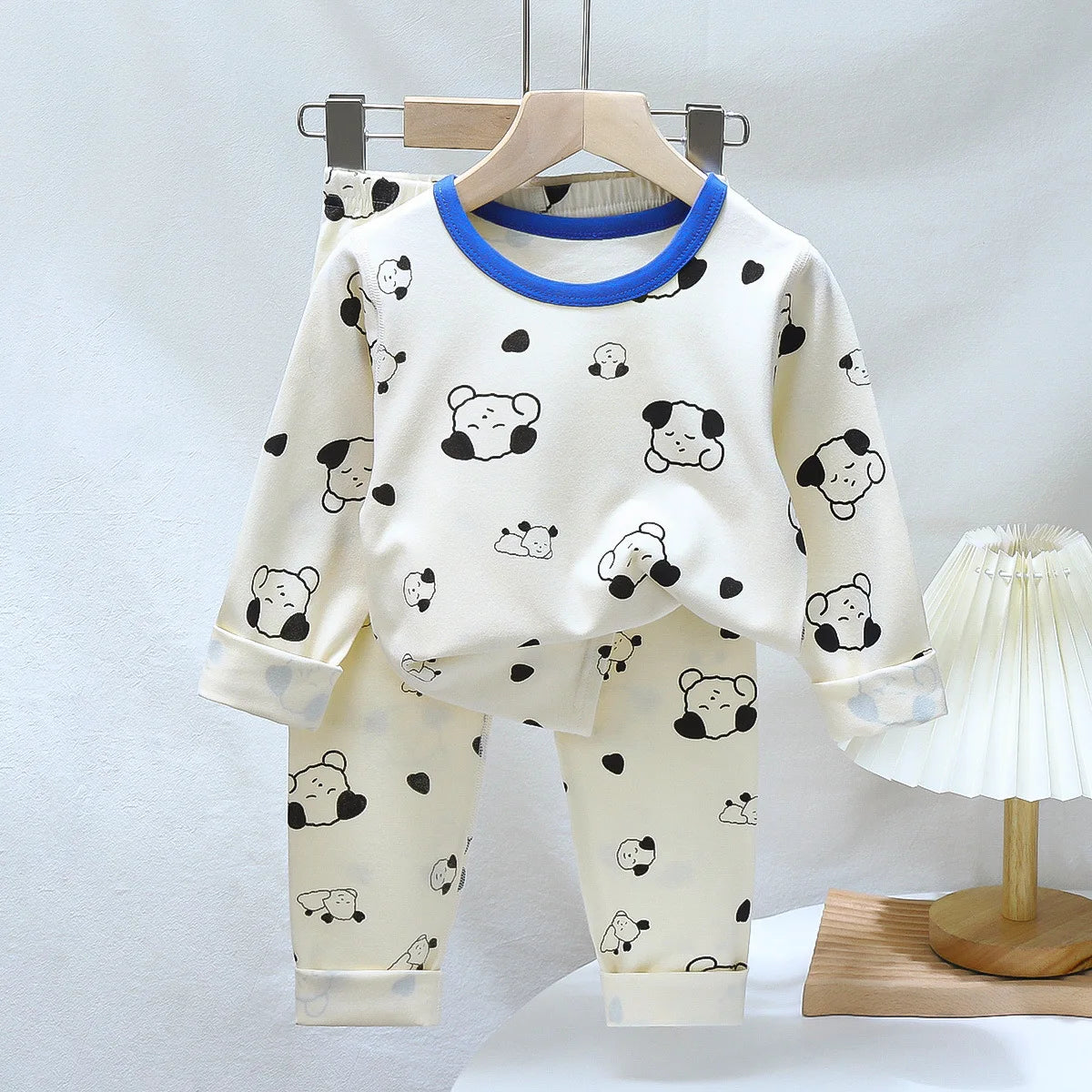 2-Piece Set Soft Cotton Pajamas Children Boys Girls Baby Spring Autumn Cartoon Long Sleeve Home Sleepwear Set 2-10Y