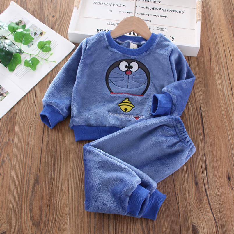 New Autumn Winter Baby Clothes Pajamas Sets Girls Pajamas Children Warm Flannel Fleece Catoon Bear Kids Sleepwear Home Suit 1-6Y