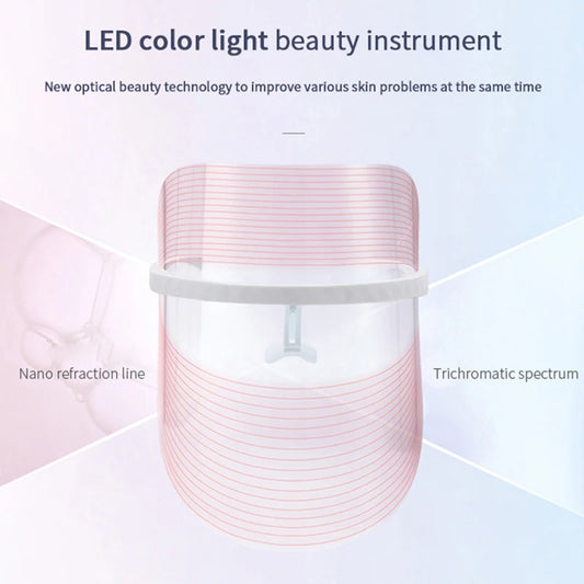 LED Face Light Therapy Photon Facial Mask 3 Color Anti Aging Wrinkle Skin Rejuvenation Skin Care Tool Home Beauty Instrument Spa