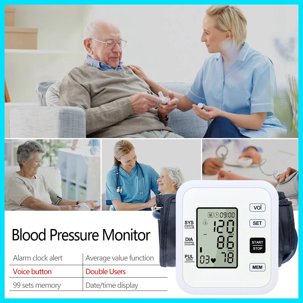 Health Care Arm Blood Pressure Monitor Heart Beat Rate Pulse Meter Tonometer Sphygmomanometers pulsometer