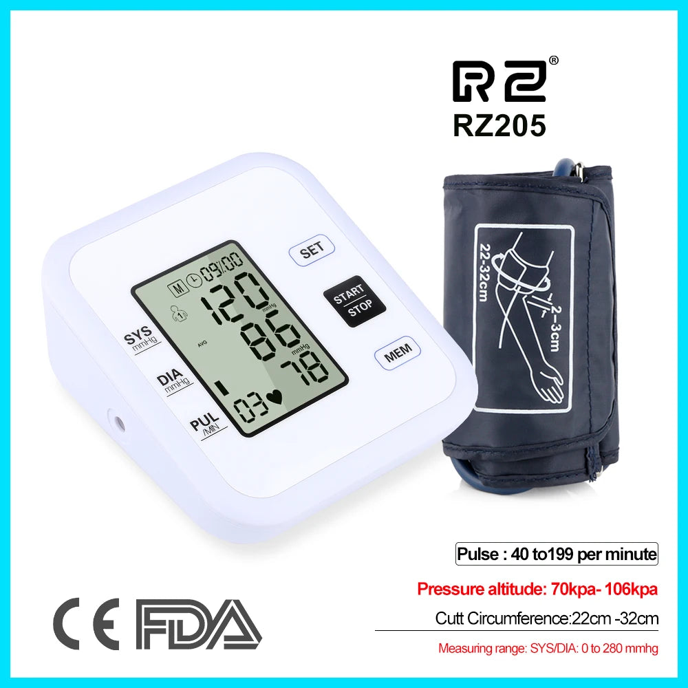 Health Care Arm Blood Pressure Monitor Heart Beat Rate Pulse Meter Tonometer Sphygmomanometers pulsometer