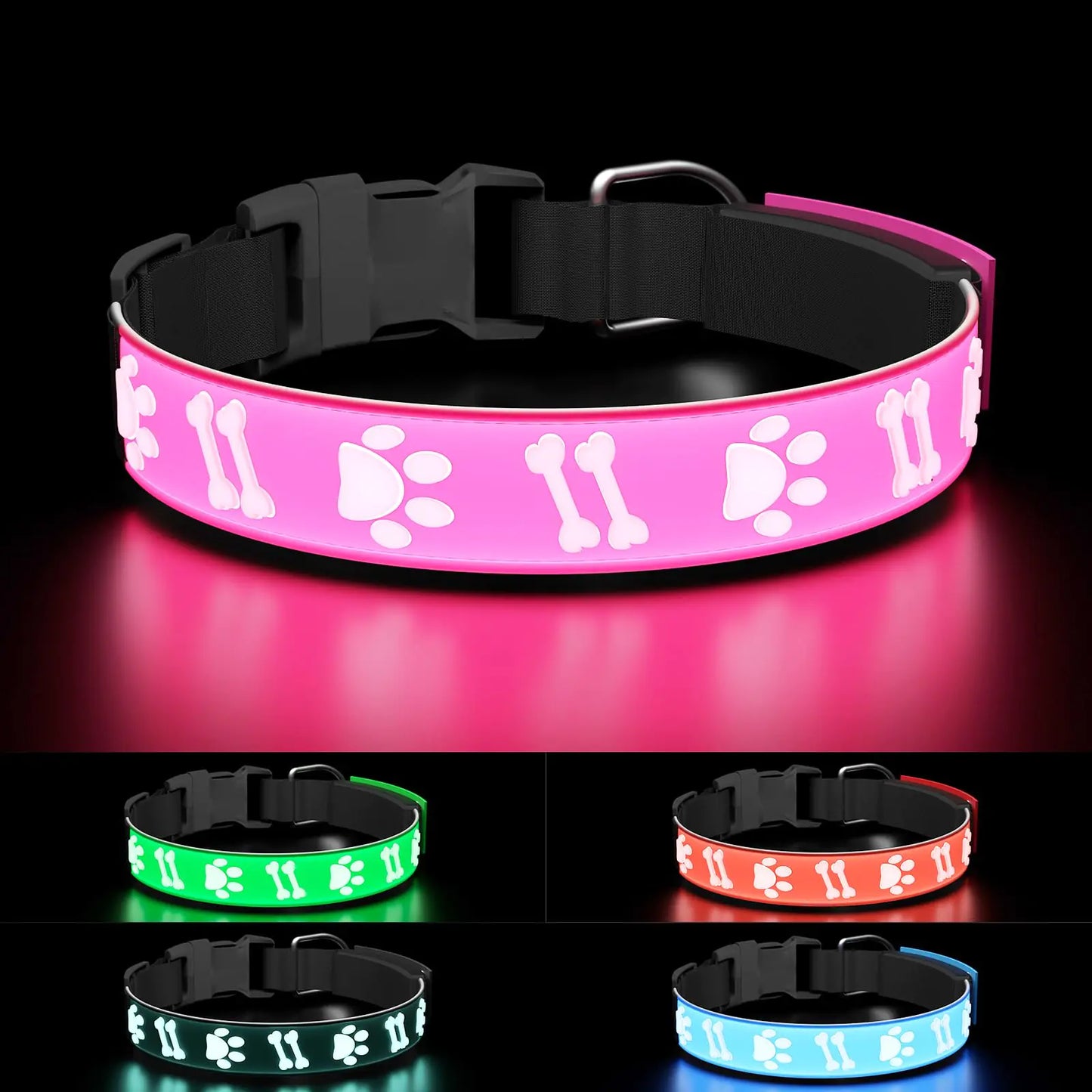 LED Light-Up Dog Collar – USB Rechargeable Safety Collar