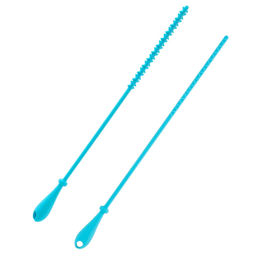 2pcs Silicone Straw Brush 9.45 Inch Extra Long Cleaner Brush Washable Water Bottle Straw Cleaner Pipe Cleaners Crevice Brush Kitchen Cleaning Tool (Blue)