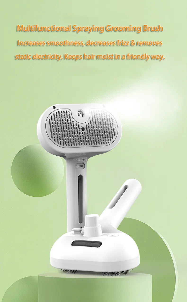 Self-Cleaning Pet Comb with Built-in Mist – Dematting & Deshedding Tool